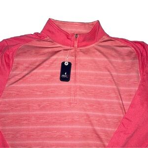 johnnie-O 1/4 Zip Pullover Men's Taffy Striped Mock Neck Performance
